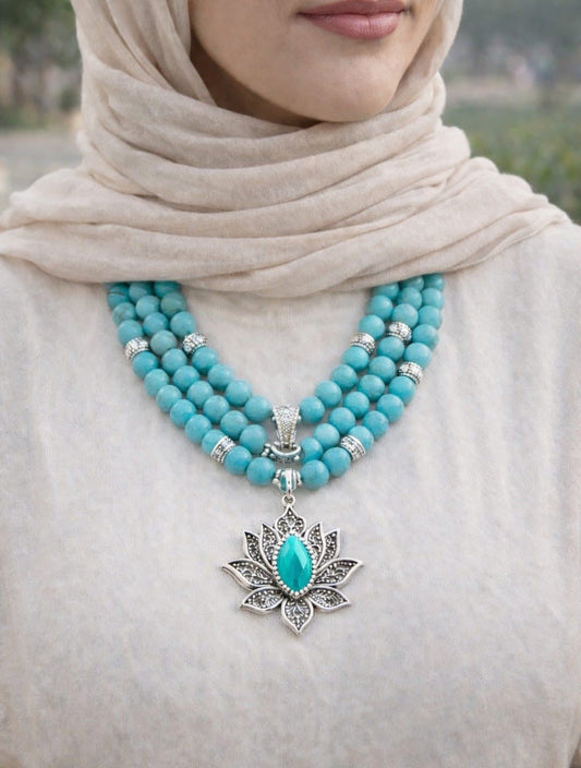 Ocean Turquoise Necklace - Silver Plated