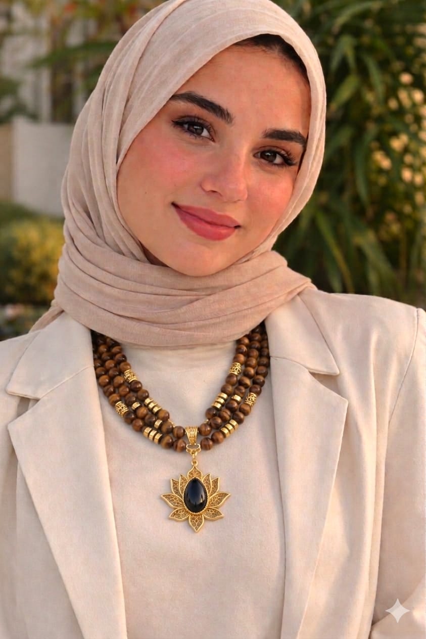 Tiger Eye Necklace - Silver & Gold Plated