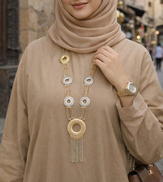 Circle Charm Necklace - Silver & Gold Plated