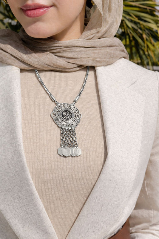 Arabic Crafted Necklace - Silver Plated
