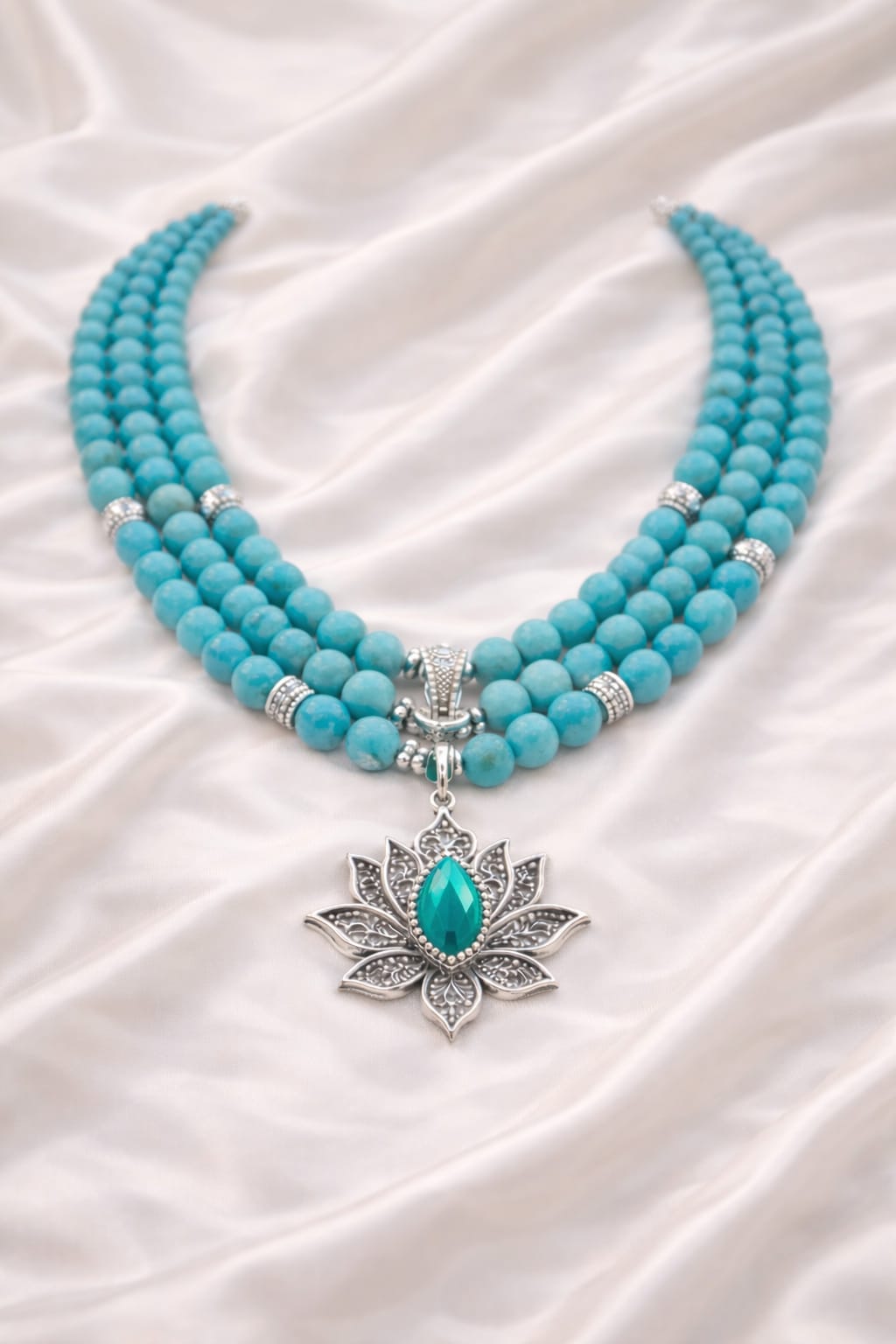 Ocean Turquoise Necklace - Silver Plated
