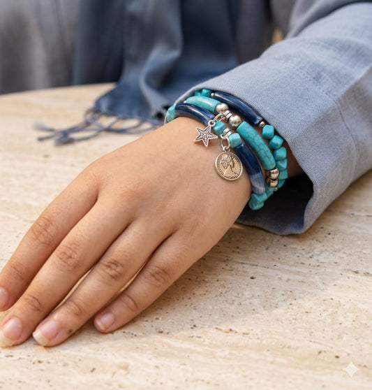3 Acrylic Blue Ocean Bracelets