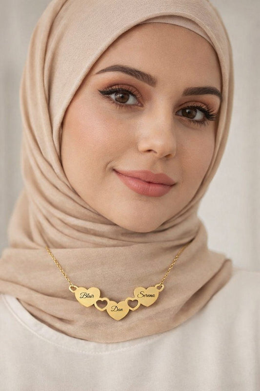 3 Name Necklace - Gold Plated