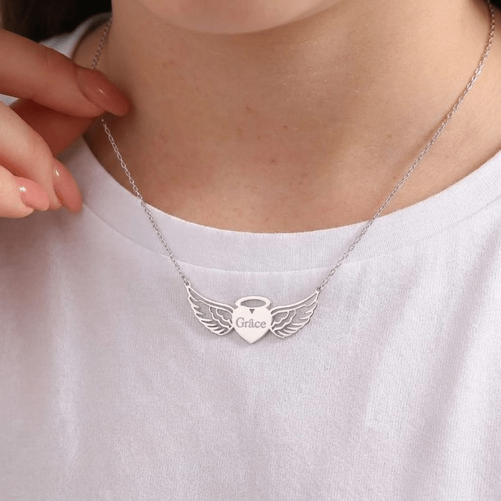 "Wings" Customized Necklace - Silver Plated