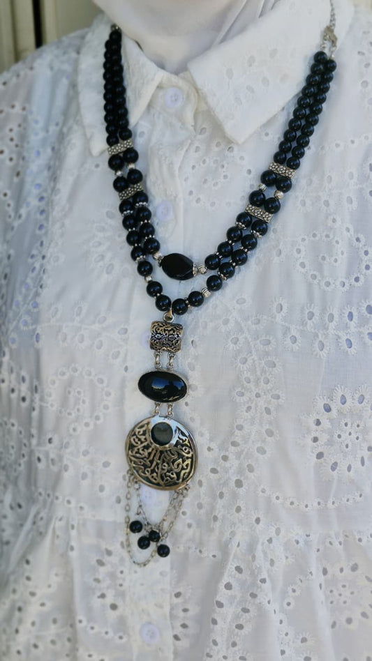 Allah The Greatest Keeper Agate Set - Silver Plated