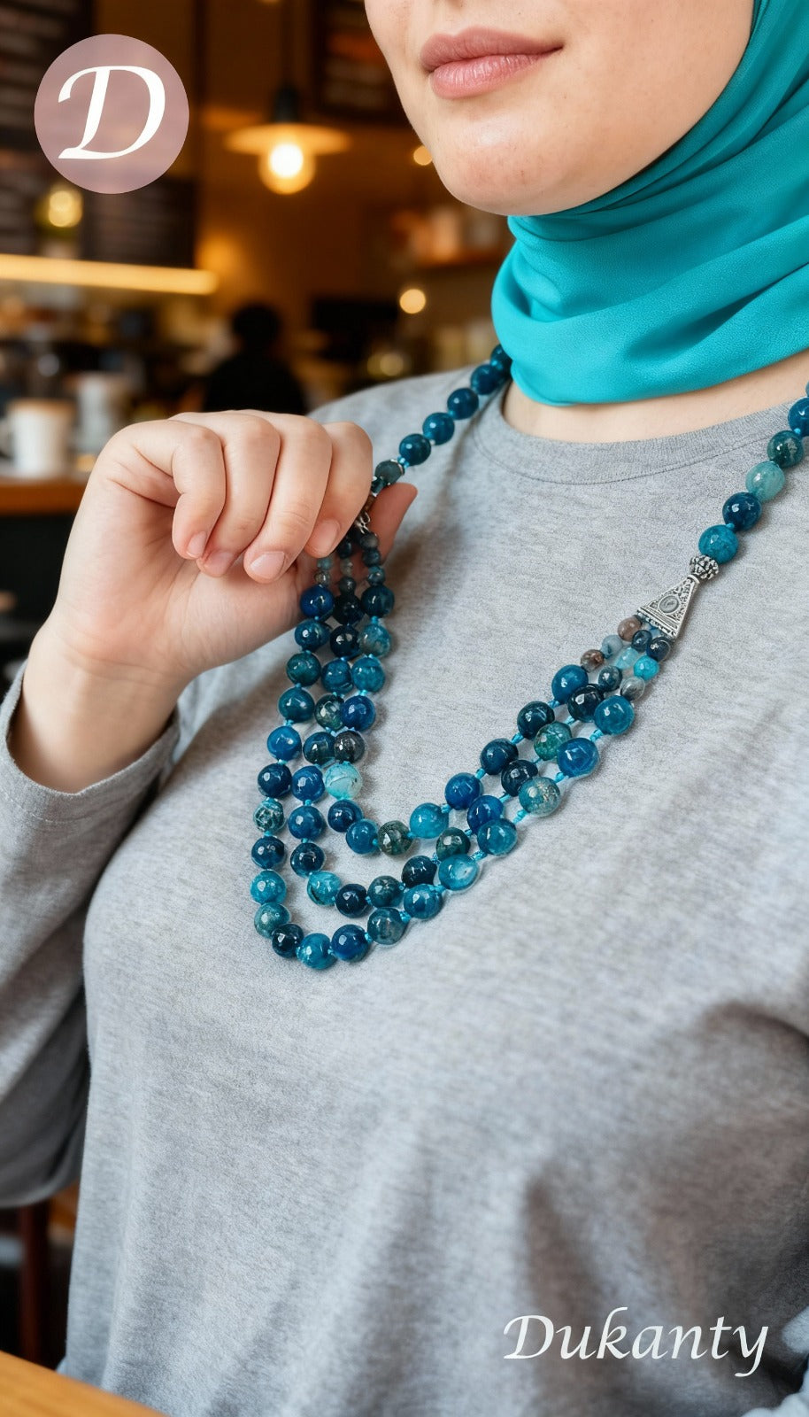 قلادة عتيقة - عقيق أزرق