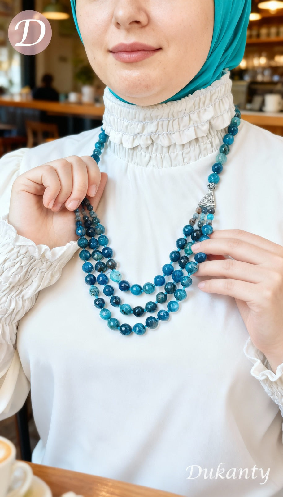 قلادة عتيقة - عقيق أزرق