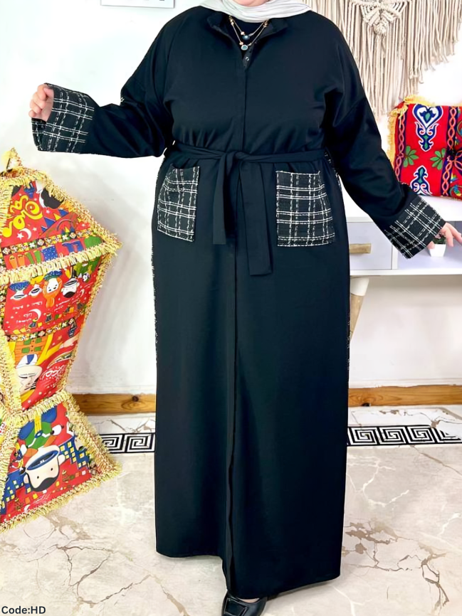 Mahitab Abaya - Scuba And Wool Jacquard