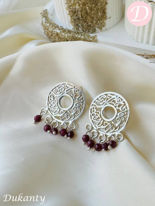 Khayr Hafez Earrings - Pure Silver With Crystal Stones