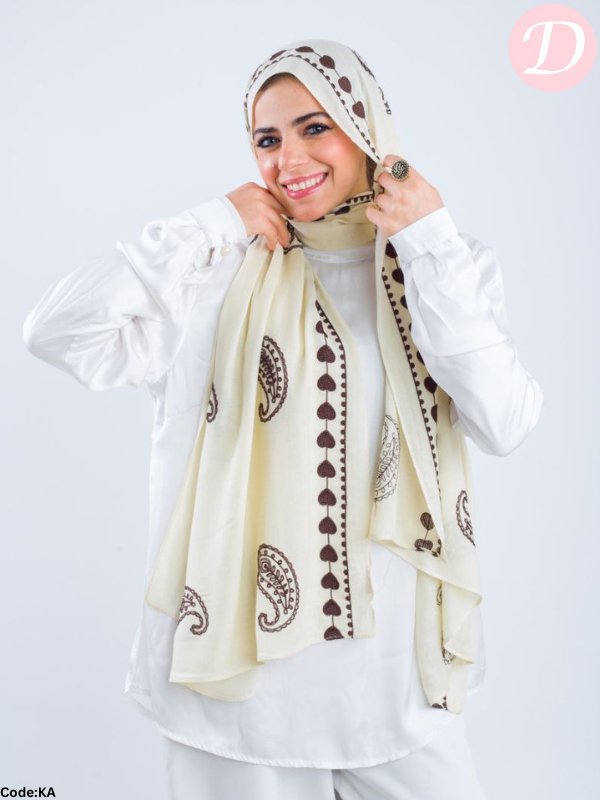 Ebtihal Scarf - Embroidered Modal Cotton