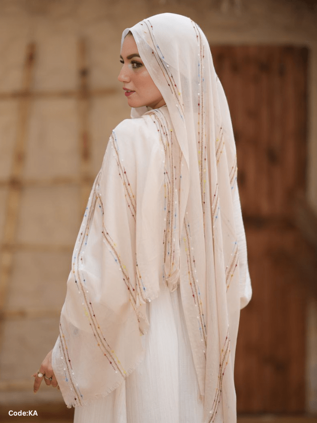 Gailan Scarf - Hand-Embroidered Linen