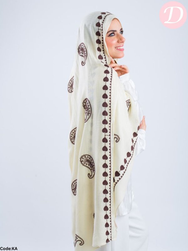 Ebtihal Scarf - Embroidered Modal Cotton