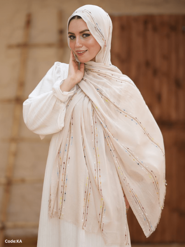 Gailan Scarf - Hand-Embroidered Linen