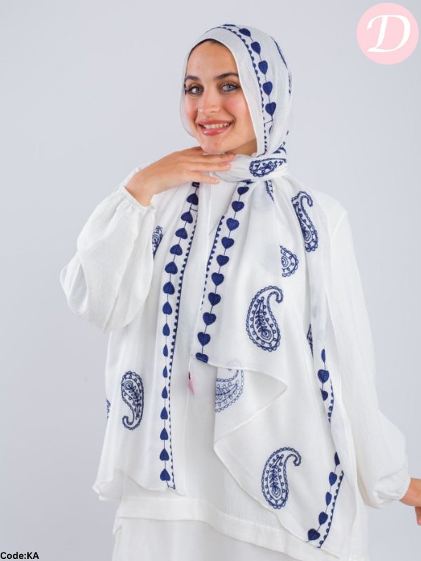 Ebtihal Scarf - Embroidered Modal Cotton