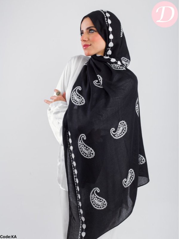 Ebtihal Scarf - Embroidered Modal Cotton