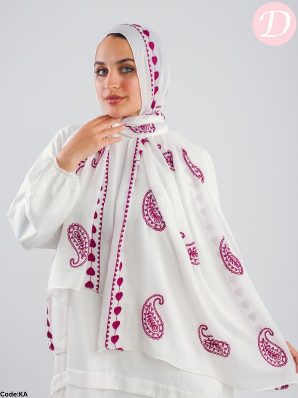 Ebtihal Scarf - Embroidered Modal Cotton