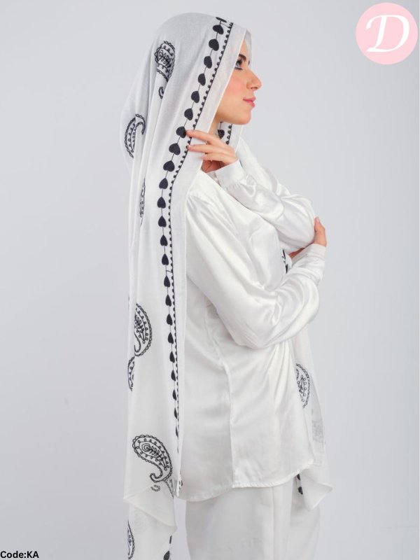 Ebtihal Scarf - Embroidered Modal Cotton