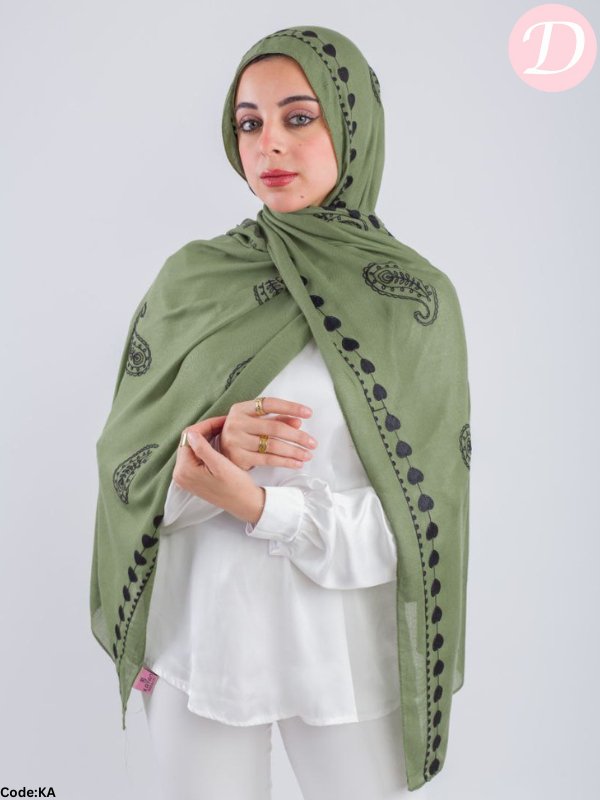 Ebtihal Scarf - Embroidered Modal Cotton