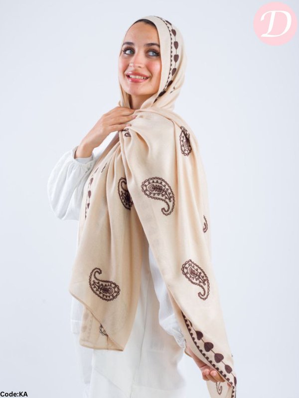 Ebtihal Scarf - Embroidered Modal Cotton