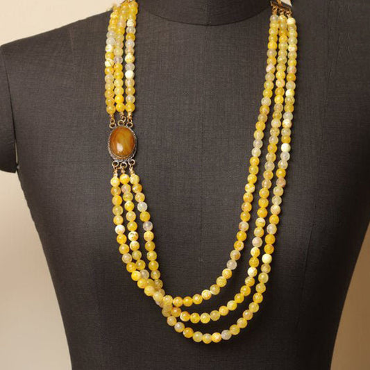 Laila Delicate Necklace - Yellow Agate