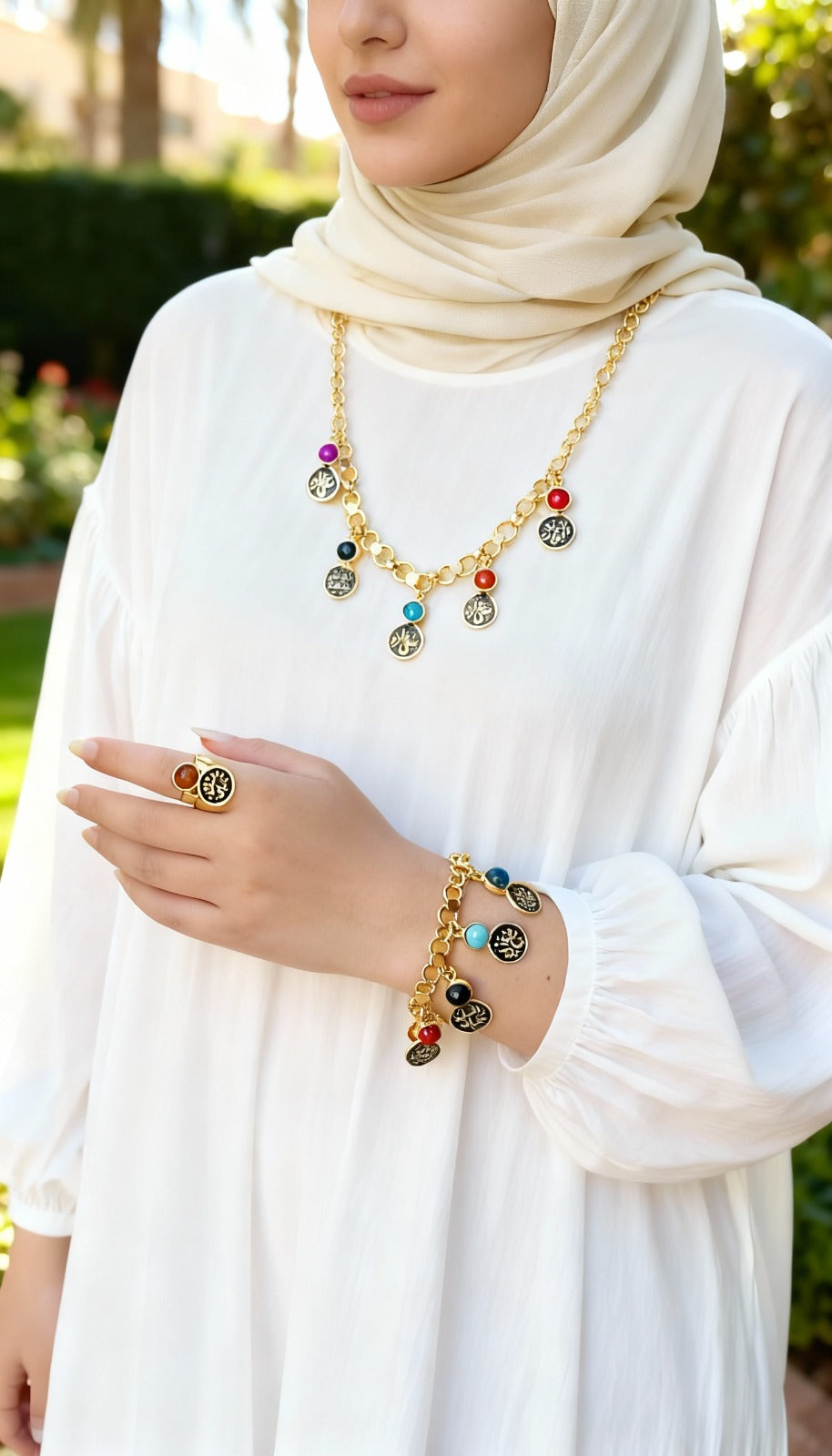 طقم هدى - حجر العقيق والفيروز