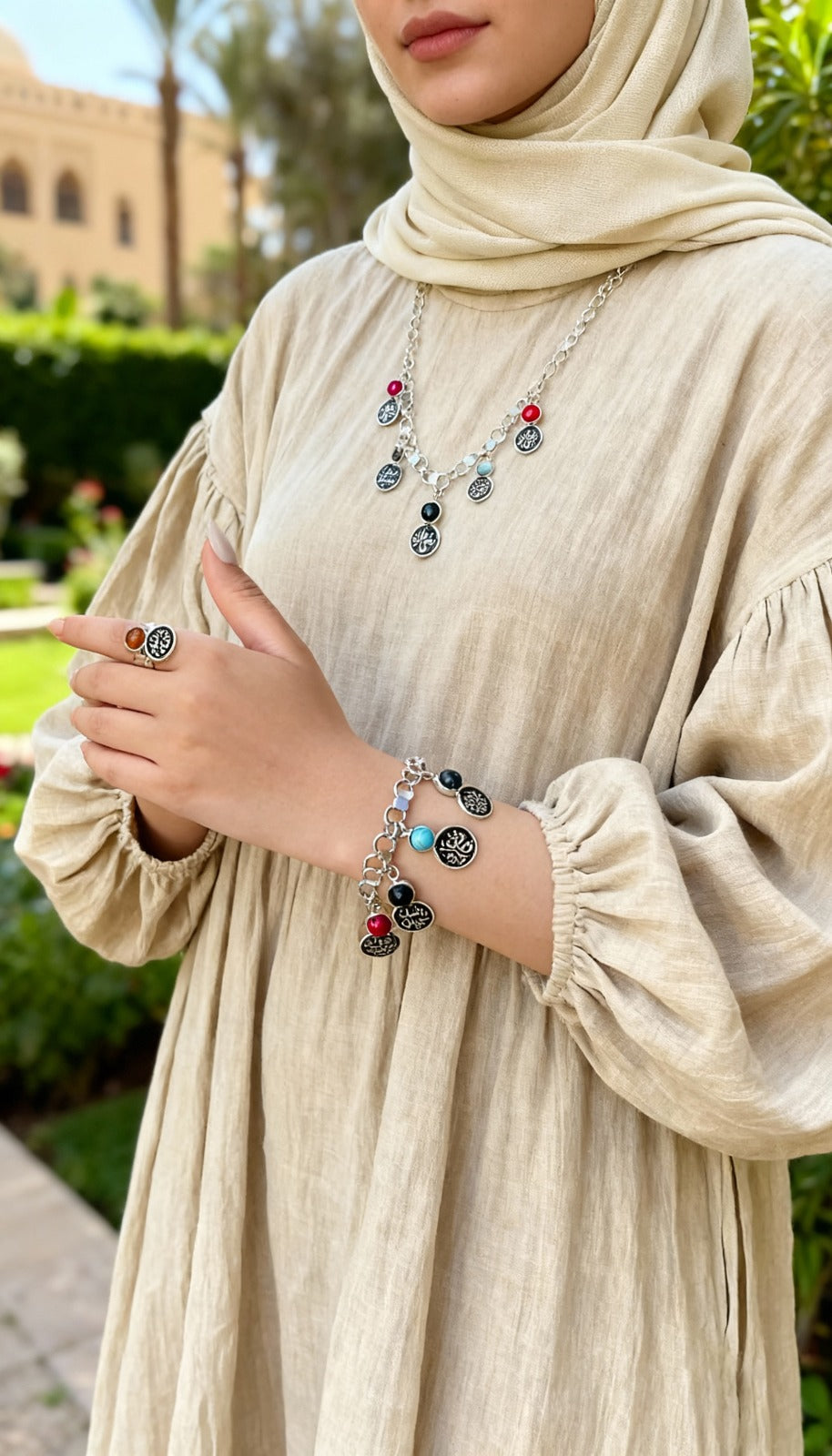 طقم هدى - حجر العقيق والفيروز