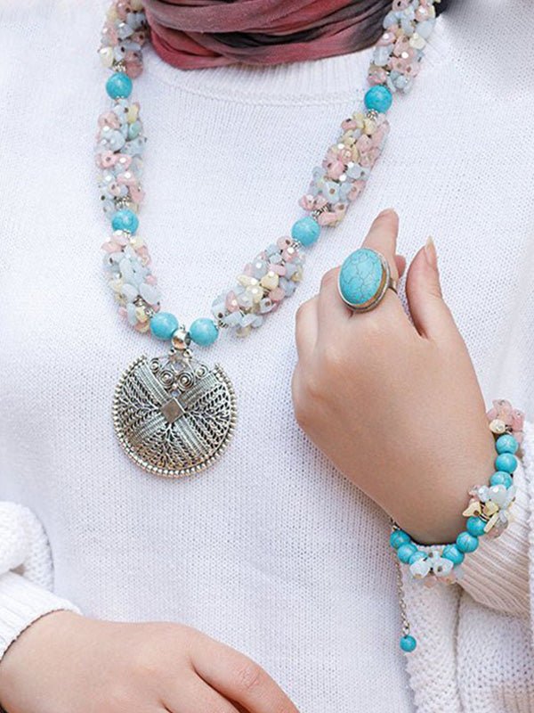 Aaliyah Set - Turquoise and Seashell Stone