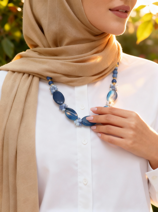 Sahar Blue Agate Stones Necklace