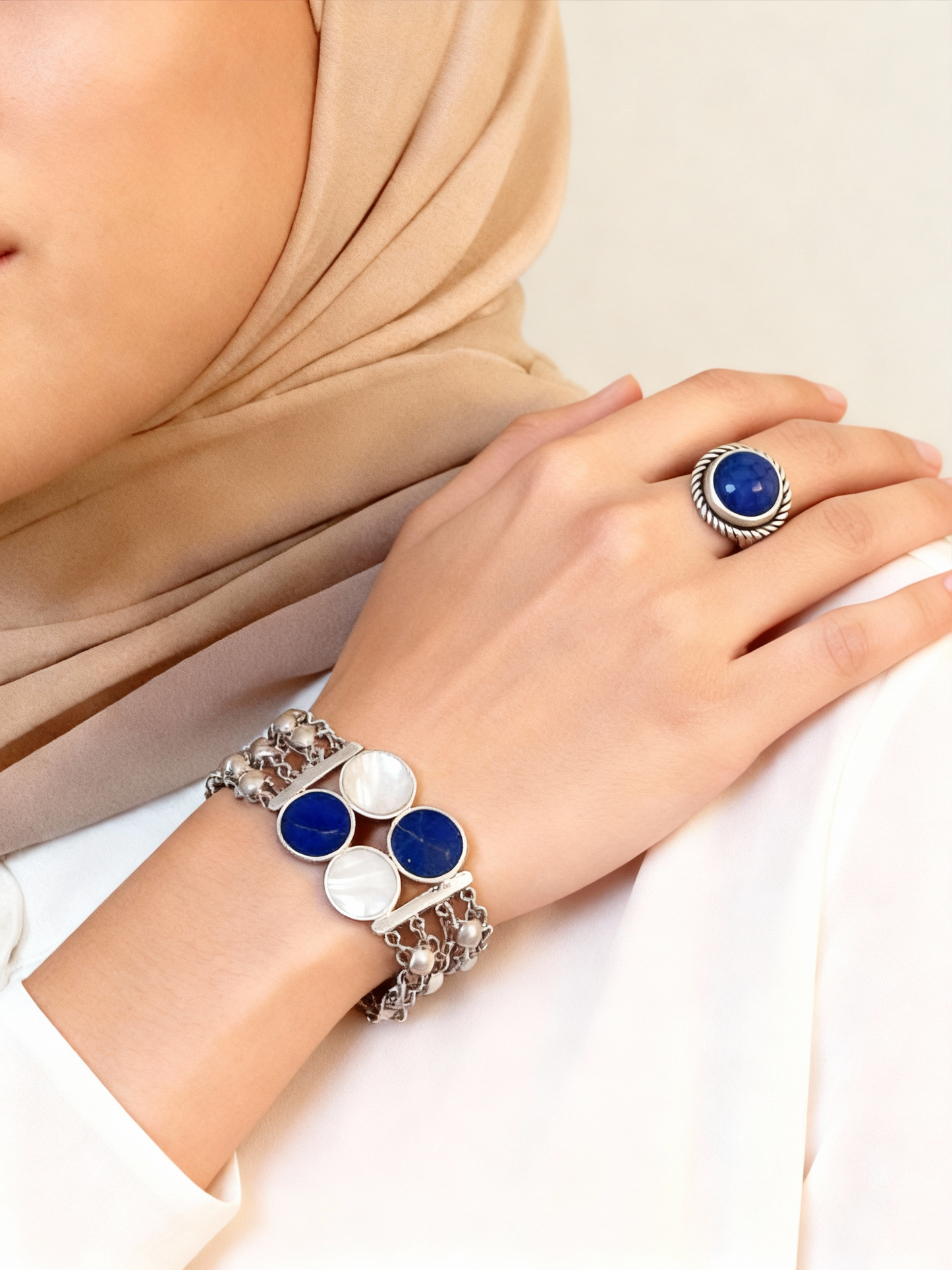 Eman Blue Set - Silver Plated