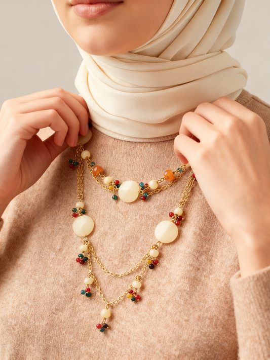 Seasons Love Necklace - Agate Stones