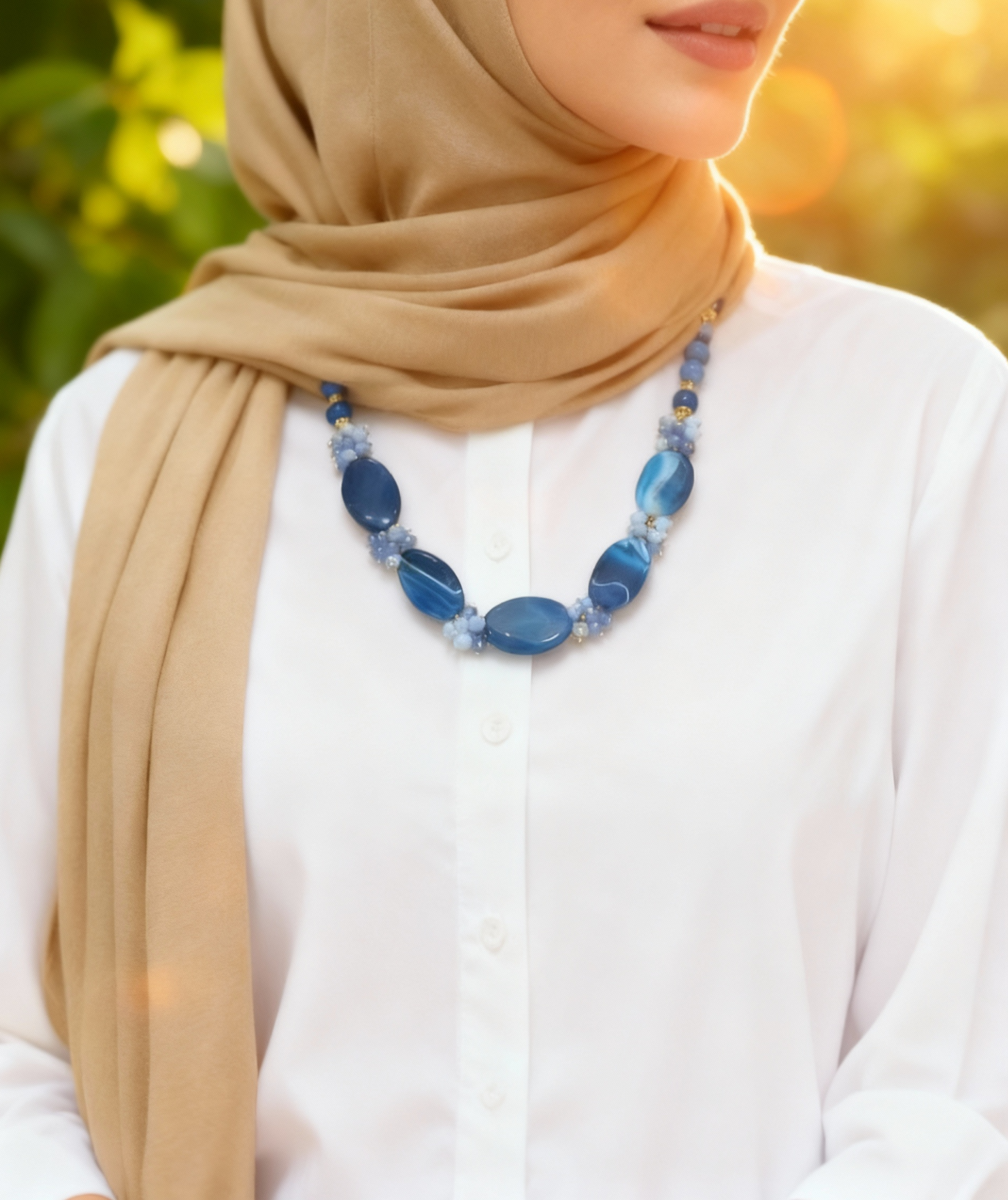 Sahar Blue Agate Stones Necklace