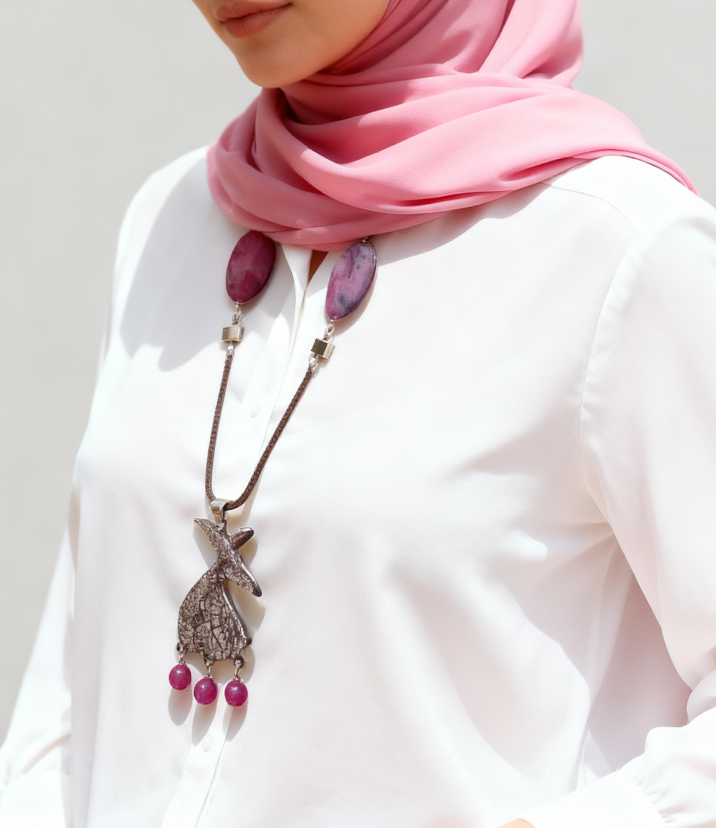 Zahra Pink Agate Necklace