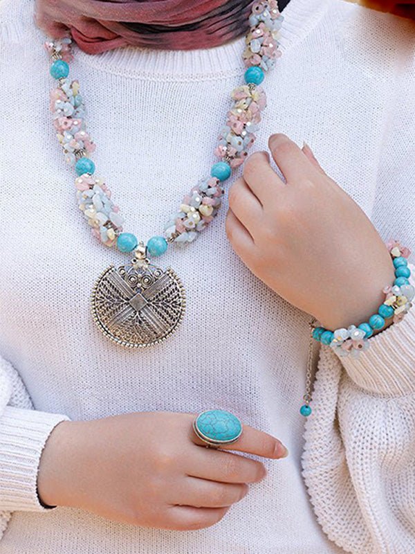 Aaliyah Set - Turquoise and Seashell Stone