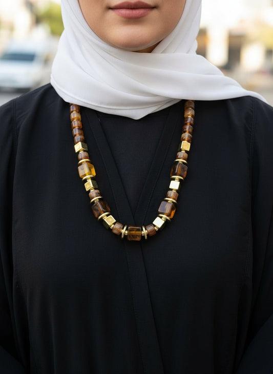 Aisha Necklace - Brown Stones