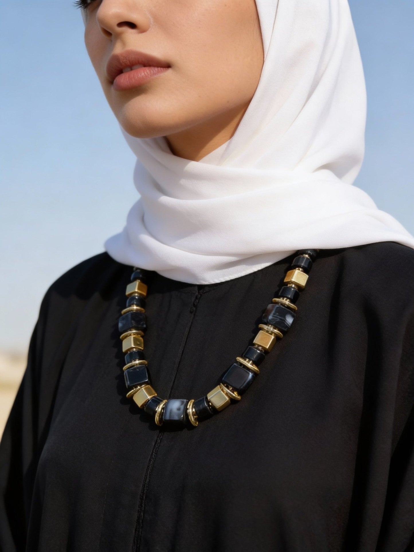 Wessam Necklace - Black Stones