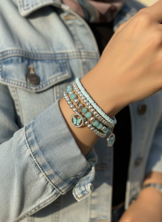 Sea Waves Bracelet Set  - Stones