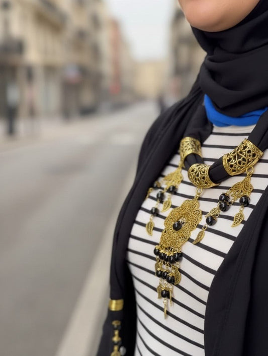 Flower Necklace Scarf - Cotton