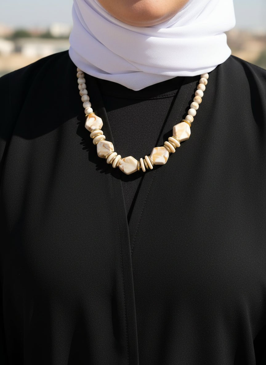 Merhan Necklace - Beige Stones