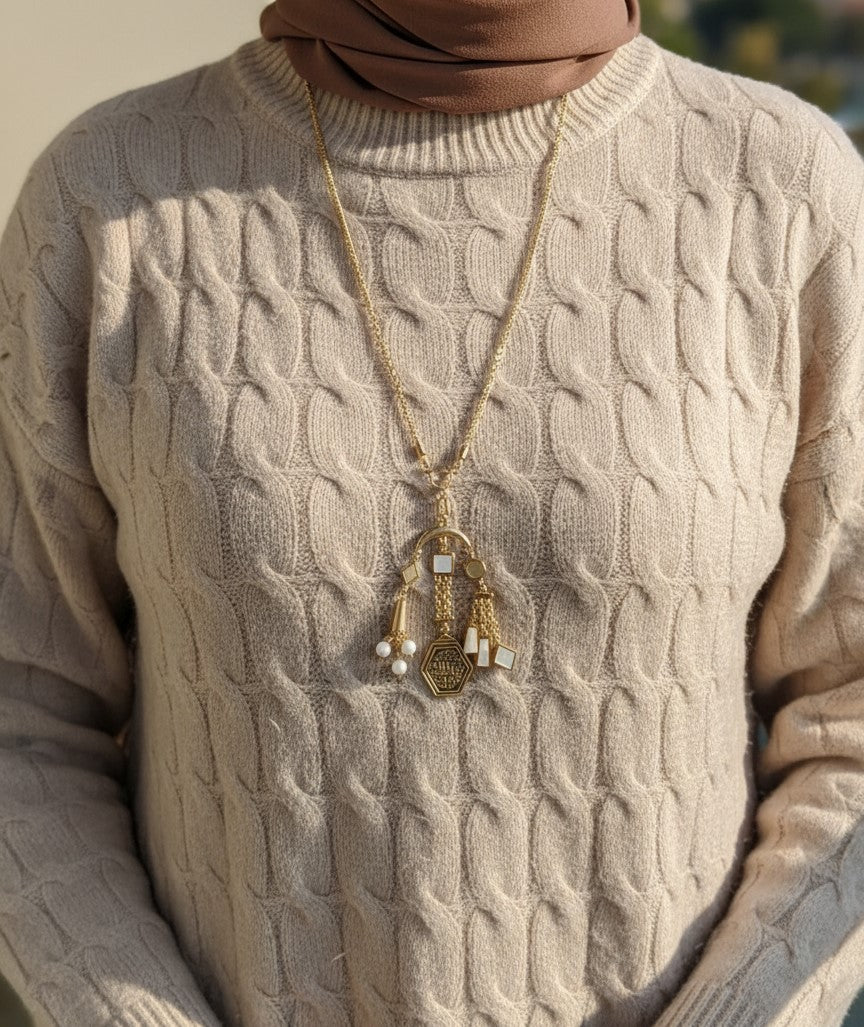 قلادة رنا - مطلية بالفضة