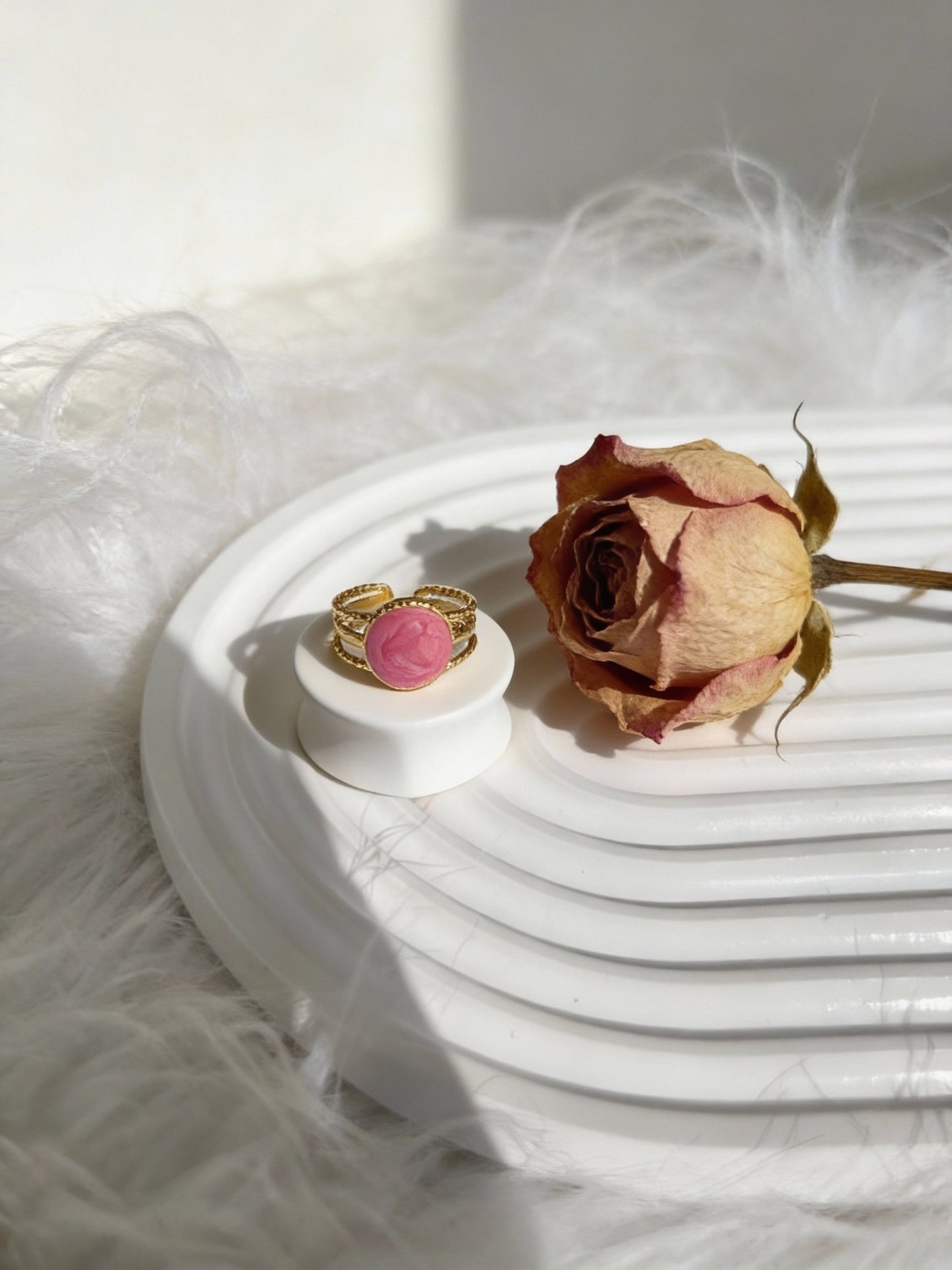 Pink Glow Rings  - Stainless Steel