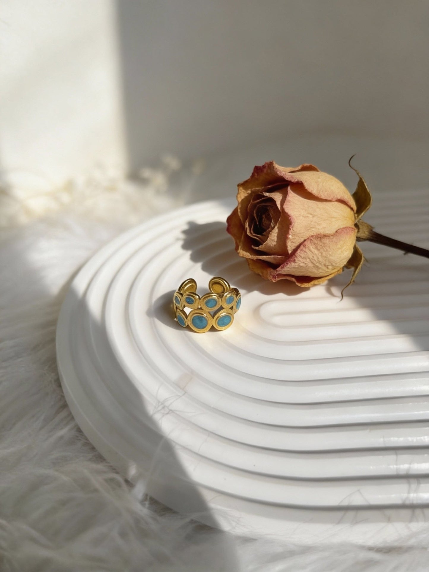 Turquoise Glow Rings  - Stainless Steel