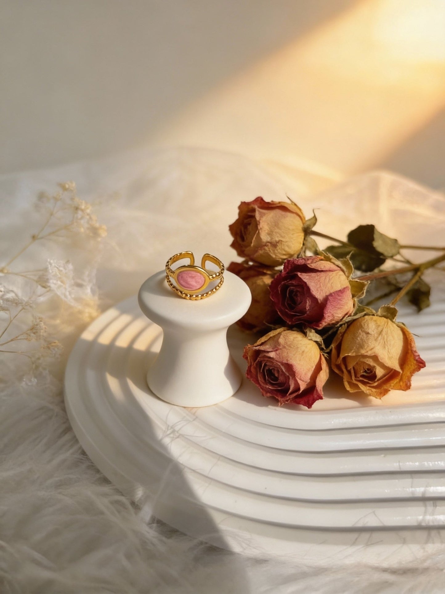 Pink Glow Rings  - Stainless Steel