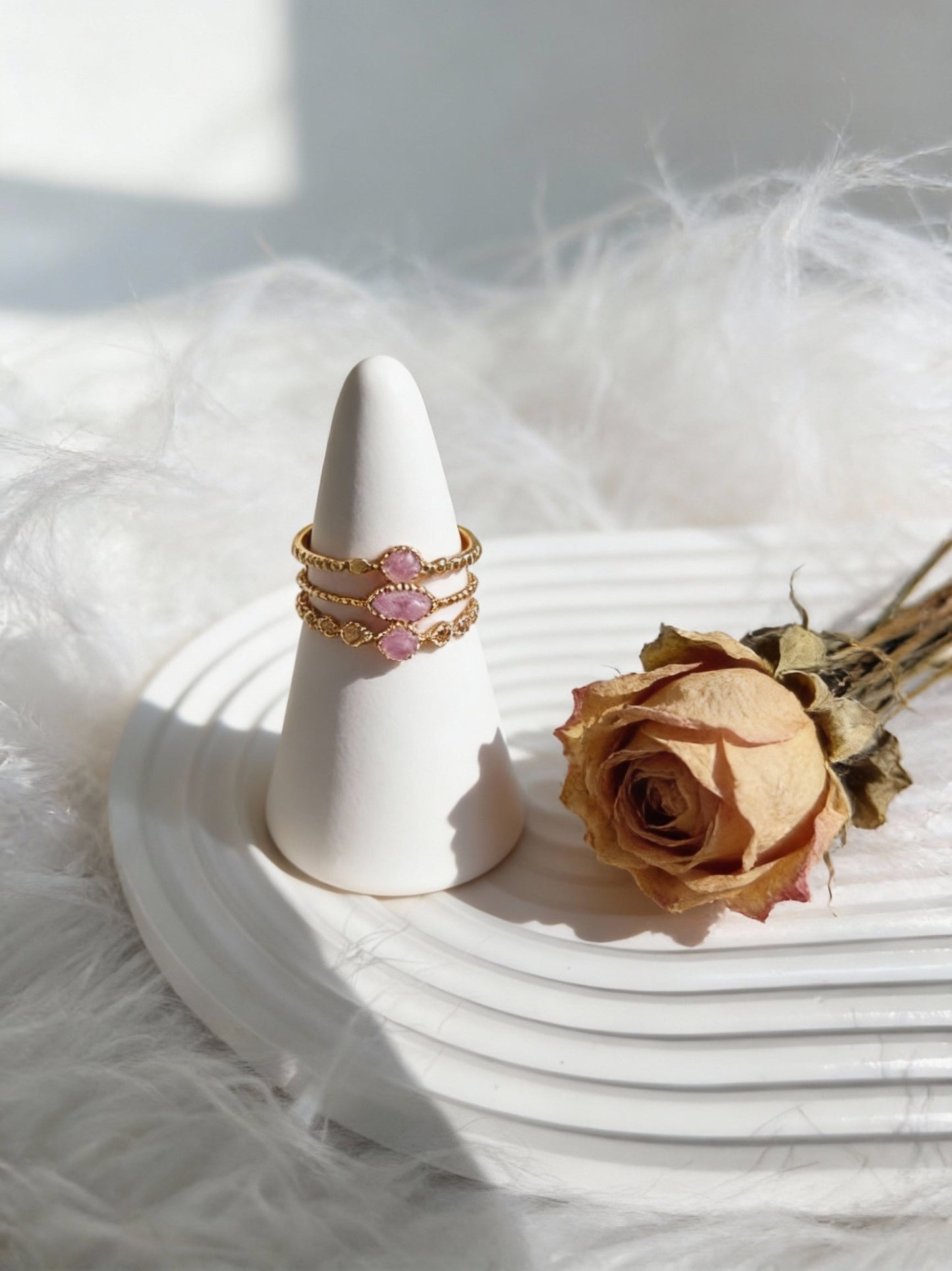 Pink Glow Rings  - Stainless Steel