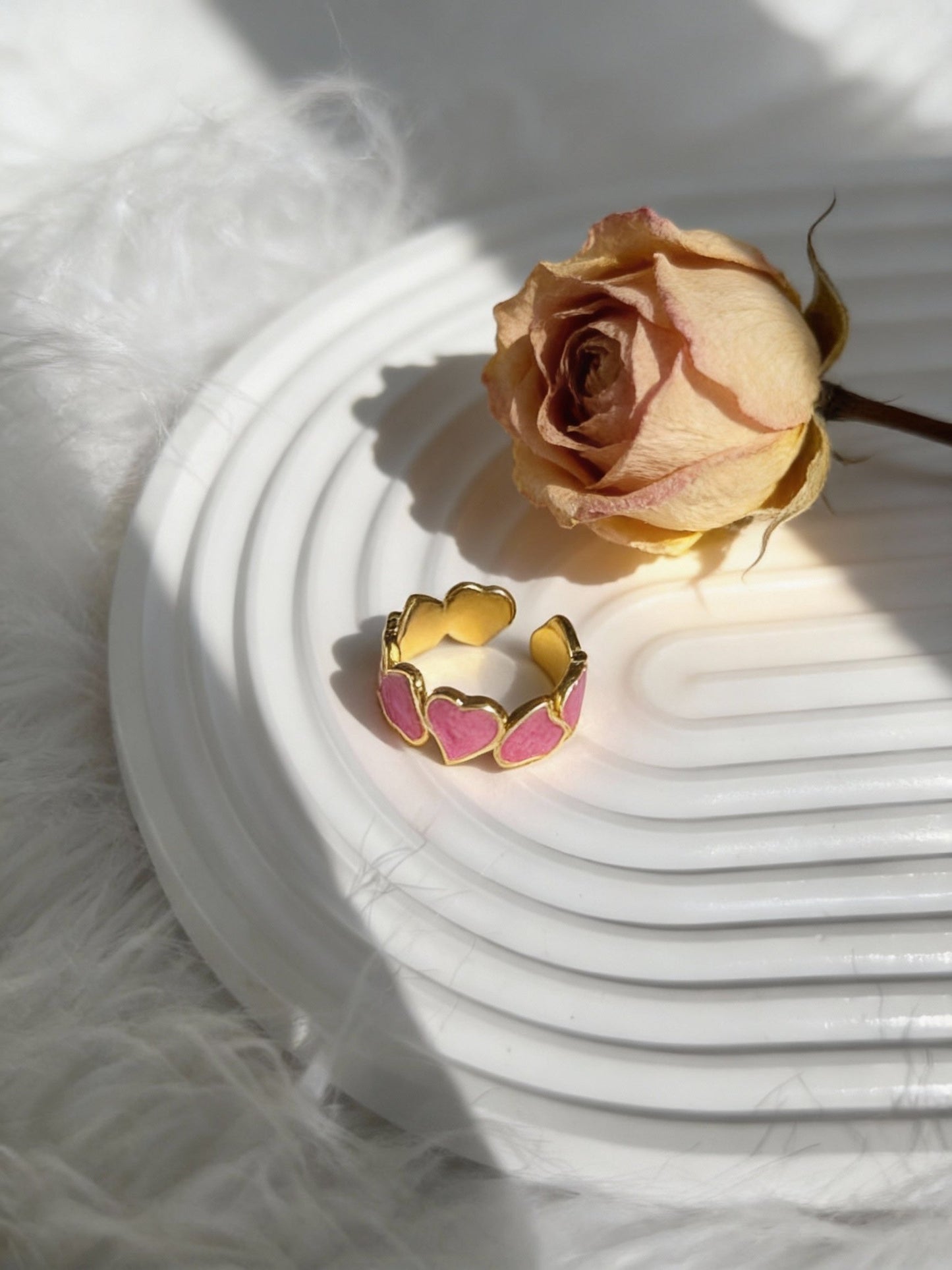 Pink Glow Rings  - Stainless Steel