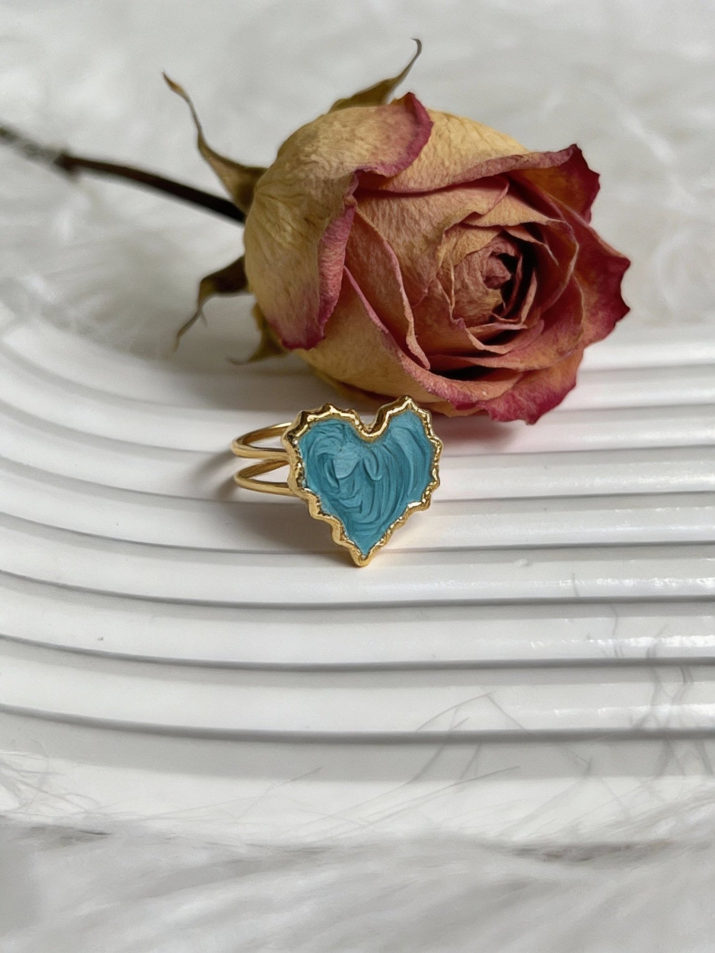 Turquoise Glow Rings  - Stainless Steel