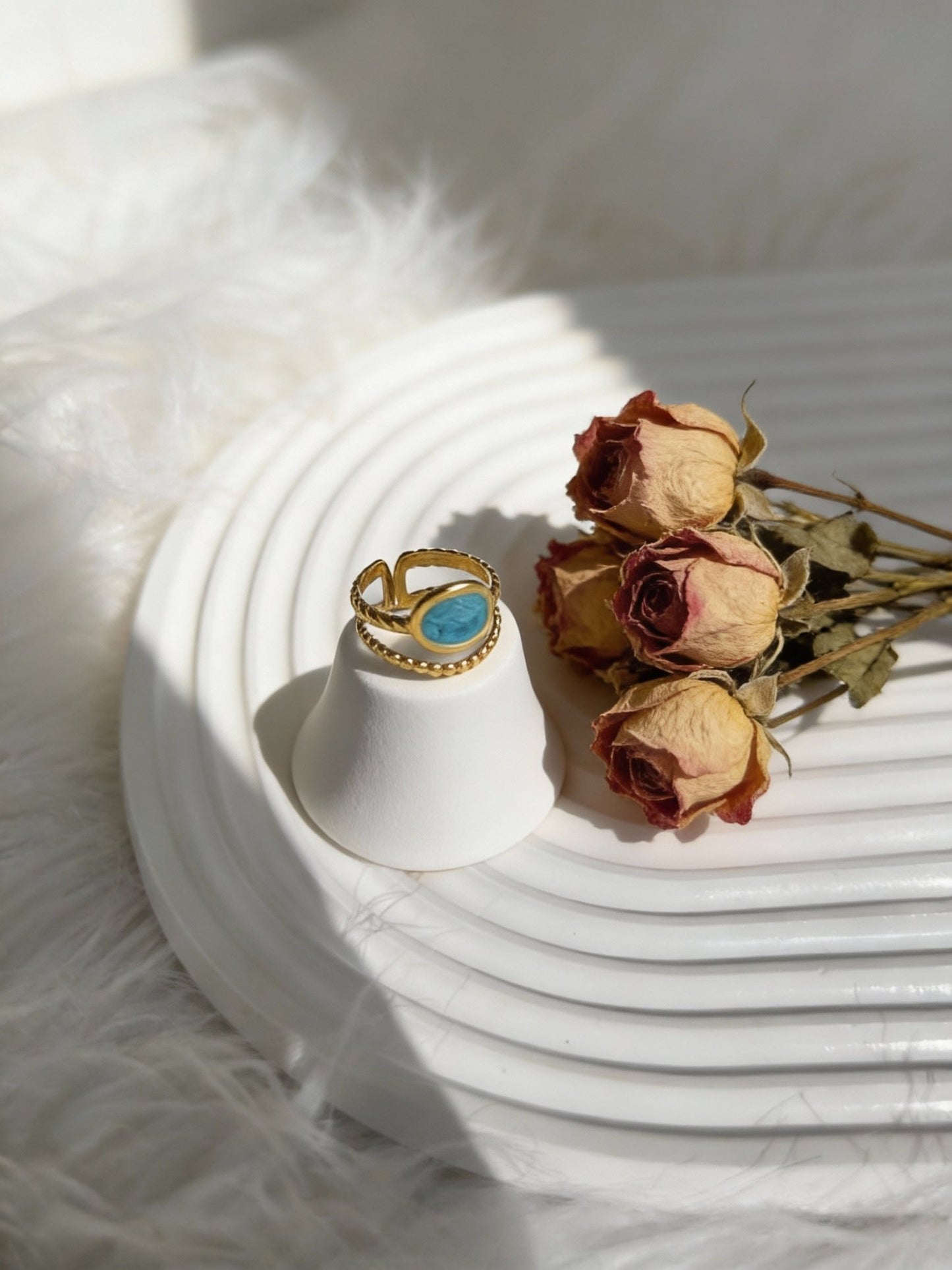 Turquoise Glow Rings  - Stainless Steel