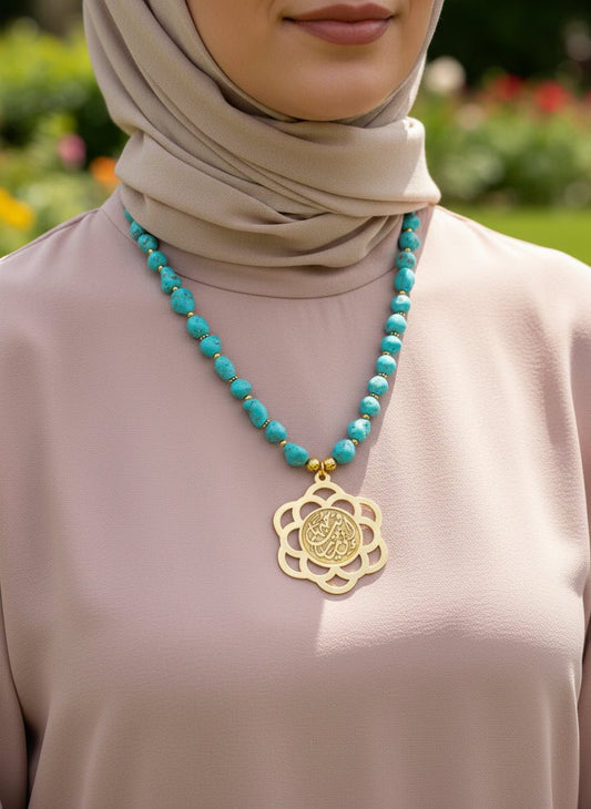 Dina Simple Necklace - Turquoise Stones