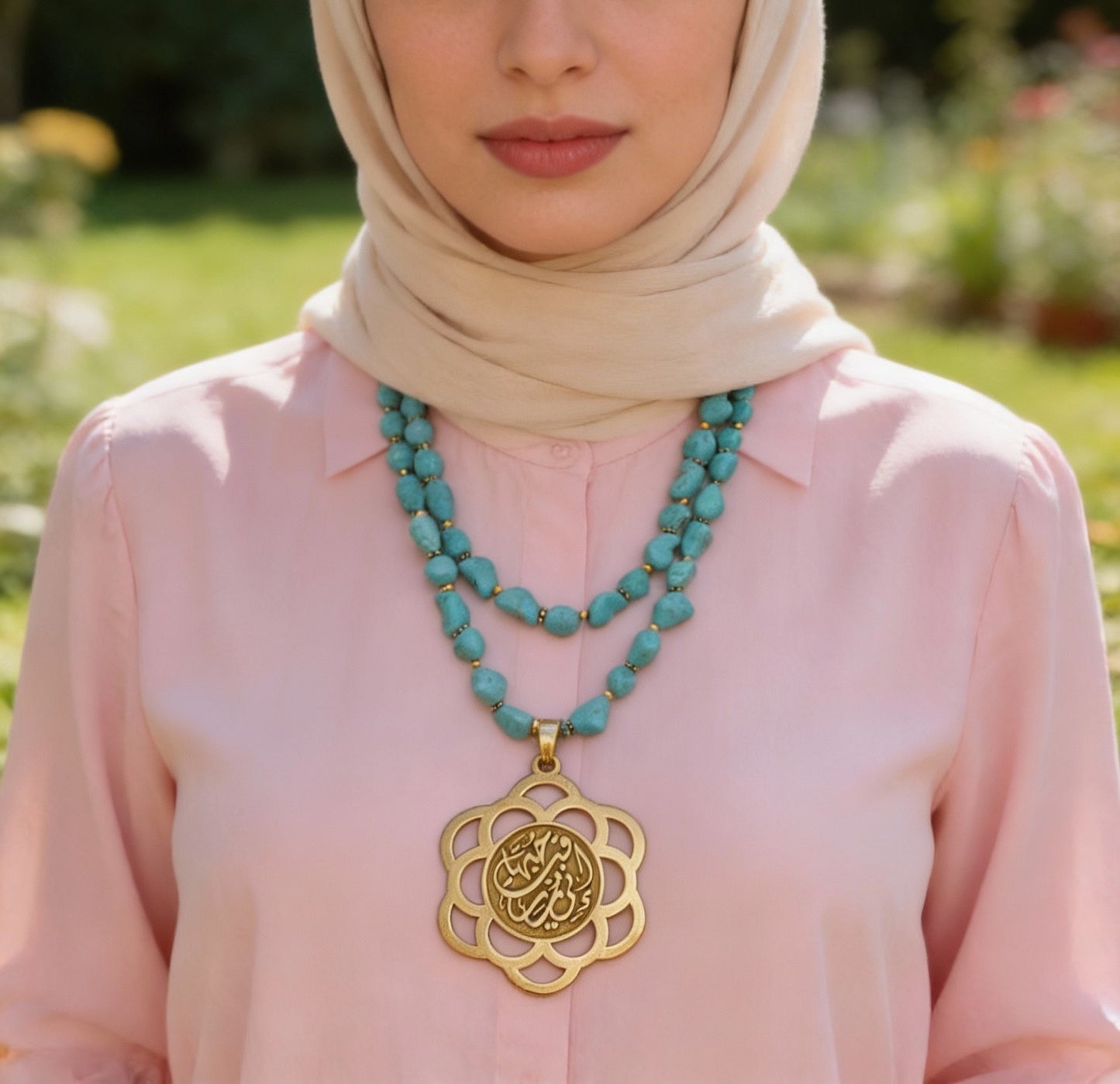 Dina Simple Necklace - Turquoise Stones