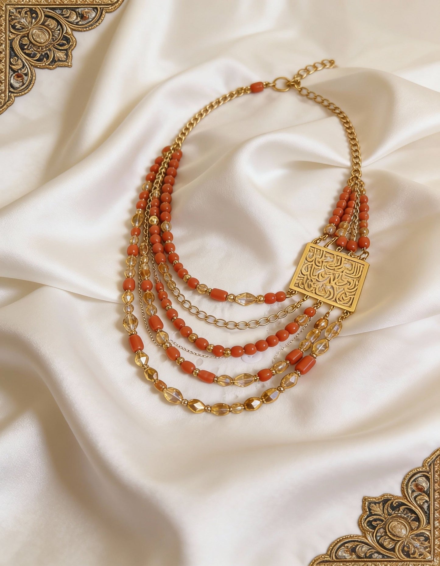 Arabic Necklace - Red Marjan and Kahraman