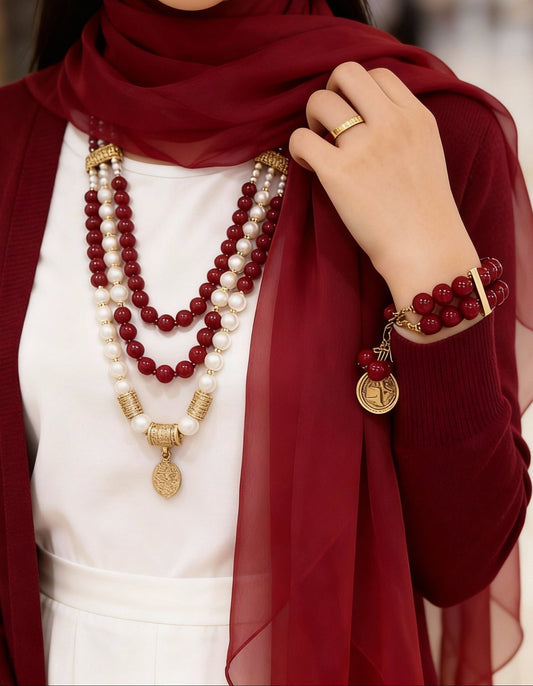 قلادة أصلية - مرجان وأحجار اللؤلؤ